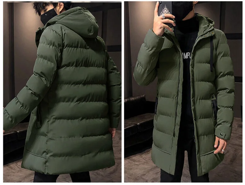 Autumn and Winter Men's Down Jacket Hooded Fashion Long Down Coats Men Thick Windproof Waterproof  Warm Brand Mens  Long Parkas