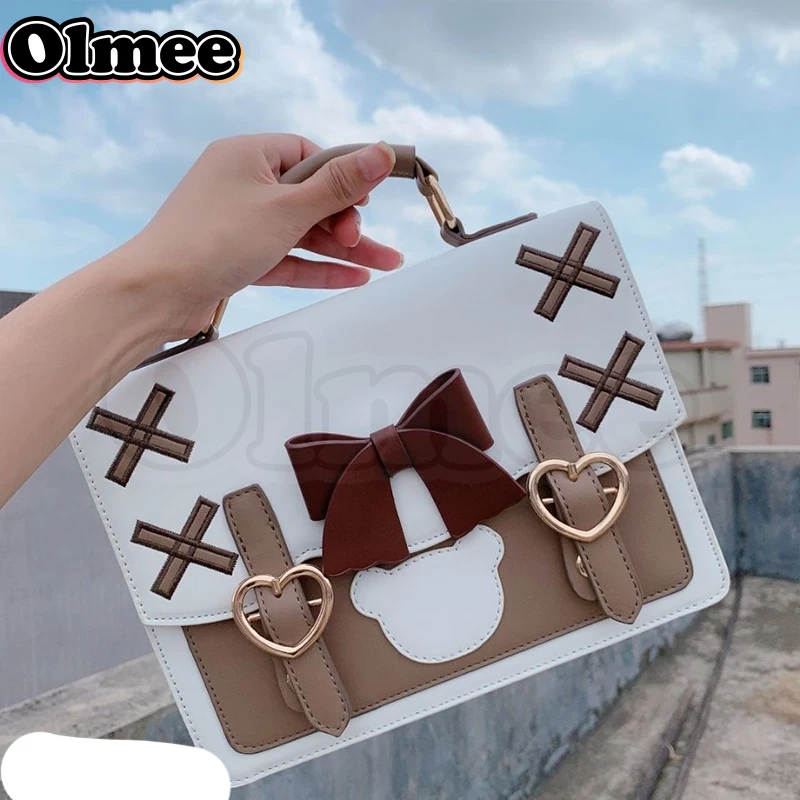 [Olmee] In Stock Black Pink Jirai Kei Hand Bag Pack Square Handbag Women Young Girl Kawaii Ins Mine Style Halloween Xmas