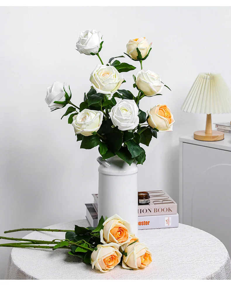 5 Stück Künstliche Feuchtigkeitsspendende Realistische Rosenblumen Hochzeitsdekoration Florale Realistische Rose Brautstrauß Party Tischblumen-Layout – Detail 5