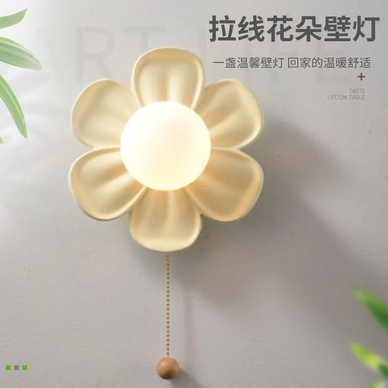 Cream Green Petals Ceiling Lamp Hallway AisleBalcony Porch Stair Ceiling Light wall  Sconce Resin Flower wall  lmap Indoor Decor