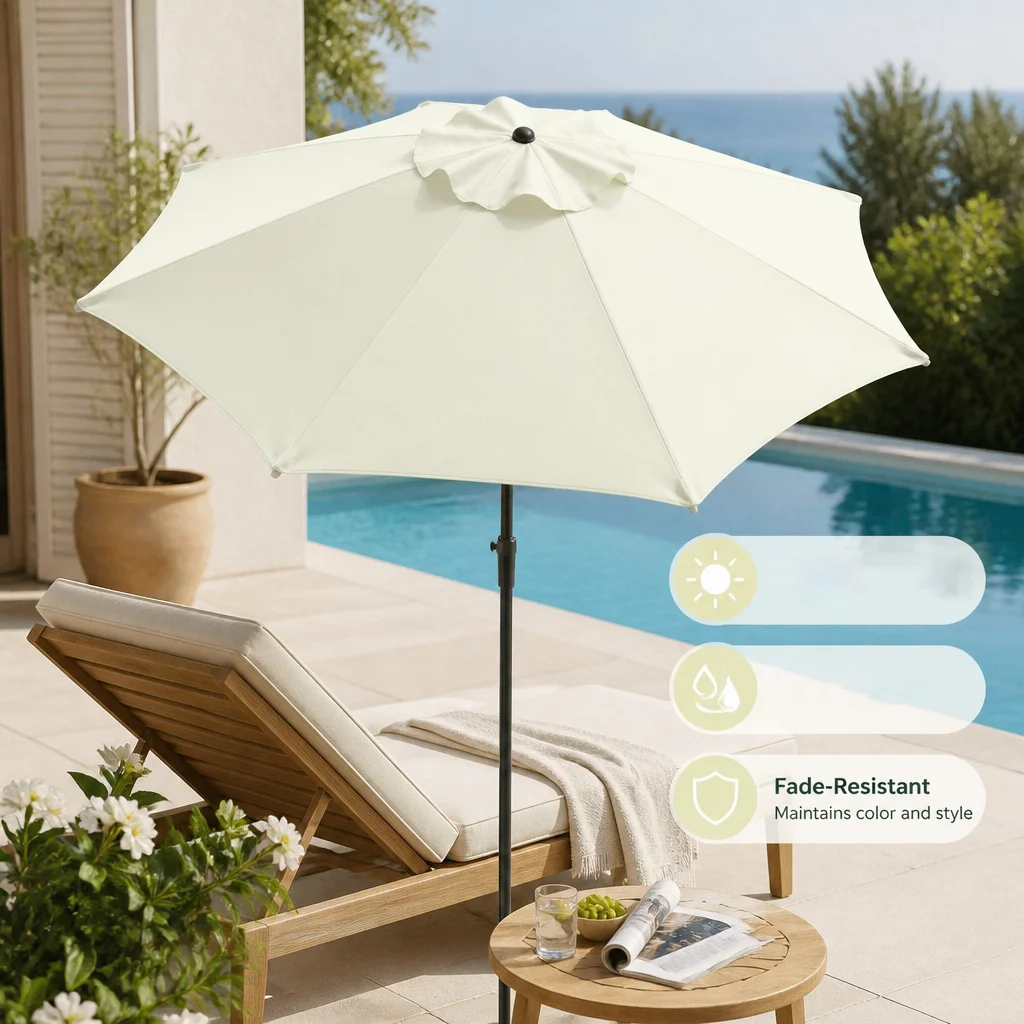 9FT off-white patio umbrella cover (only cover, no ribs and brackets), suitable for 2.7m 8-rib courtyard umbrella