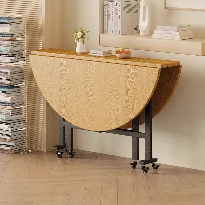 طاولة طعام قابلة للطي، شقة صغيرة، طاولة من خشب الجوز الأسود، ثلاثة أضعاف، طاولة مستديرة كبيرة متحركة تتسع لـ 10 أشخاص، أكل مستدير #3