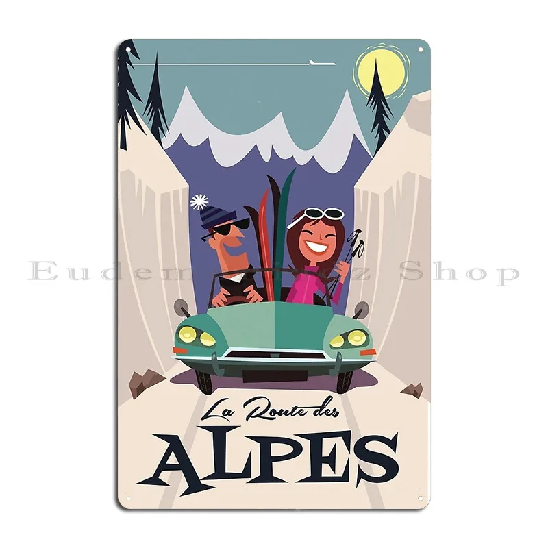 La Route Des Alpes Poster Metallschild Party Club Wanddekoration Personalisieren Sie das Kino-Blechschild-Poster