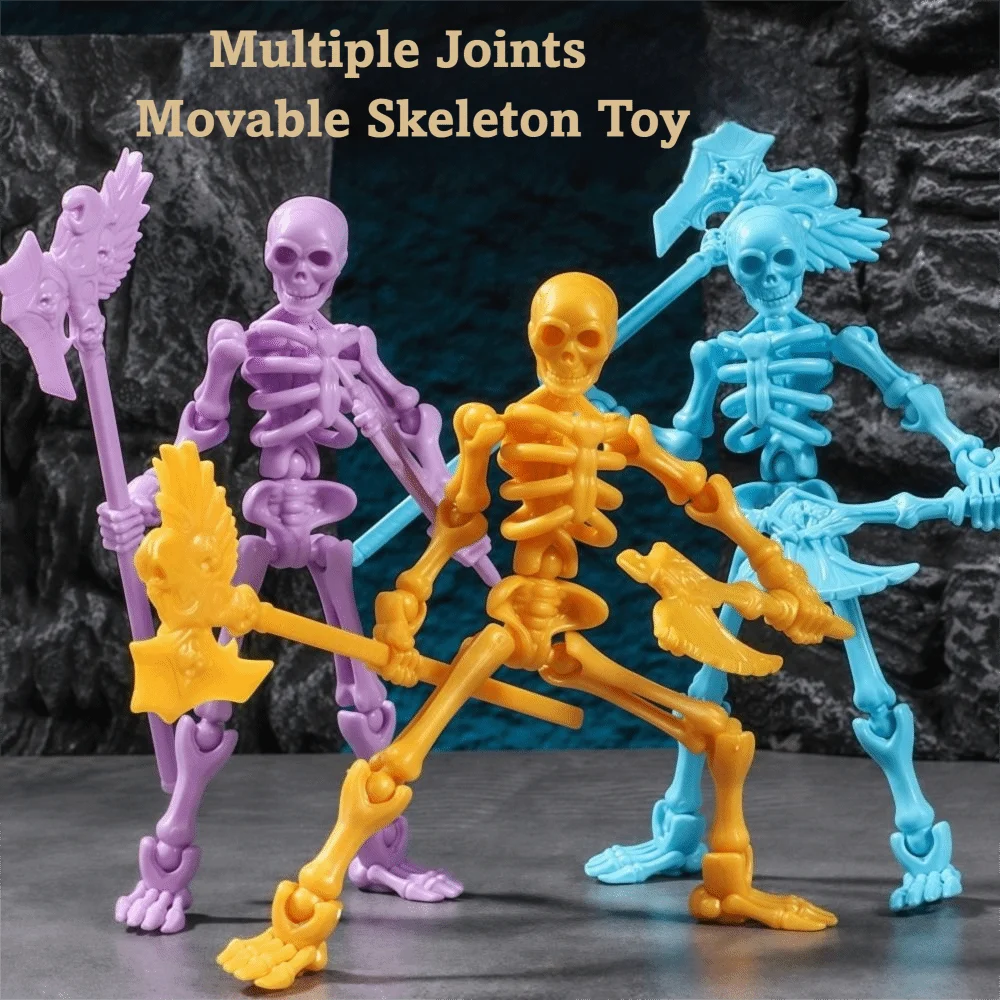 

Three-Dimensional Skeleton Action Figure Wearable Can Movable Skull Model Multi-Articulable Multicolor Skeleton Assembly Toys