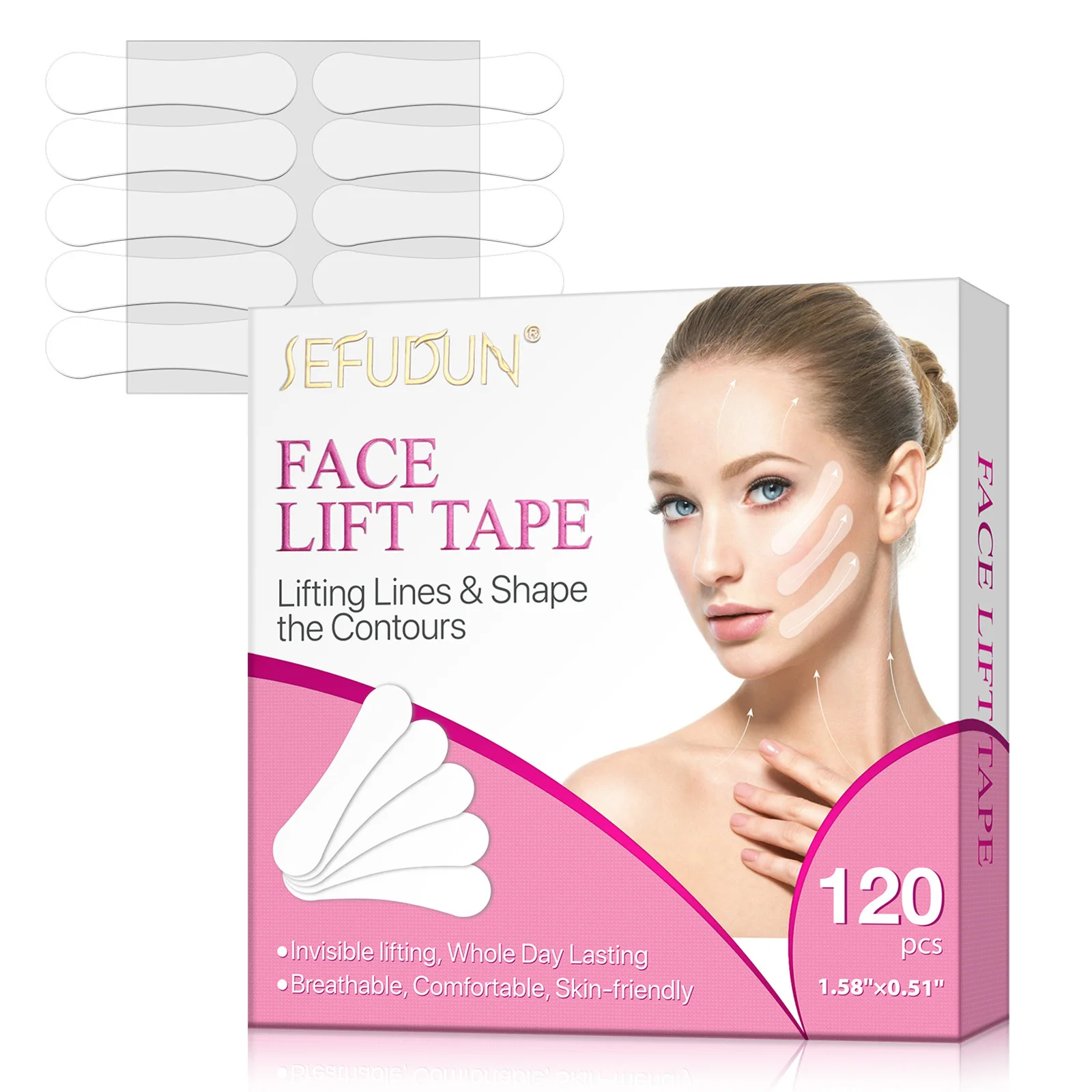 ملصق رفع الوجه غير المرئي، رقعة رقيقة للوجه، أدوات شد الوجه لإخفاء الذقن، شريط العناية اللاصق للبشرة المترهلة