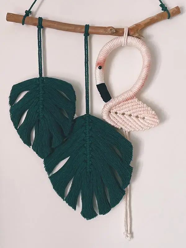 

Настенный гобелен в скандинавском богемном стиле, ручной работы, с изображением фламинго и черепахи, из бамбука, малый размер