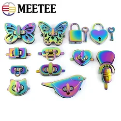 2/4Pcs Rainbow Metal Clasp Turn Twist Bag Lock Decoration Buckle Purse Handbags Leather Bags Closure Craft Hardware Accessories