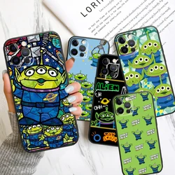 Toy Story Cute Alien Apple iPhone Case For 15 14 13 12 11 Mini XS XR X 6S 6 Pro Max Plus Black Soft Cover