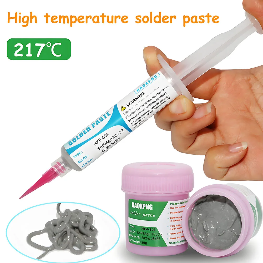 High Temperature Solder Paste Flux For Soldering Sn99Ag0.3Cu0.7  Smd Repair Tin Paste 217℃