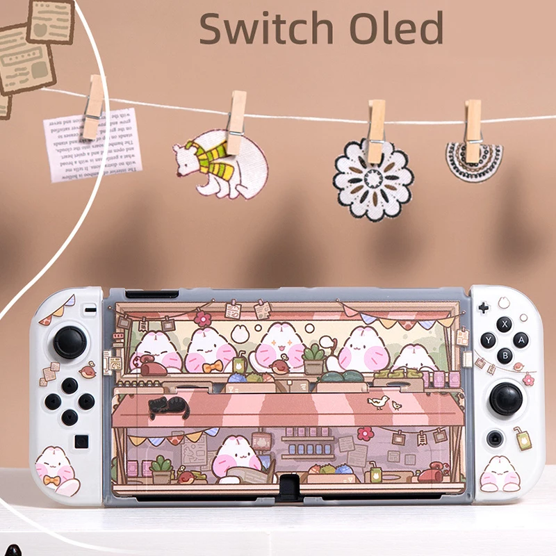 

Funda Nintendo Switch Oled Case Dorable Rabbit Cartoon Dessert Fairy League Hard PC Cover Back Girp Shell For Nintendo Switch