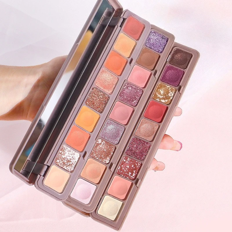 Paleta de sombras com 3 estilos, brilho fosco, maquiagem para os olhos, à prova d'água, longa duração, pigmentado, cosméticos suaves, 9 cores, atacado