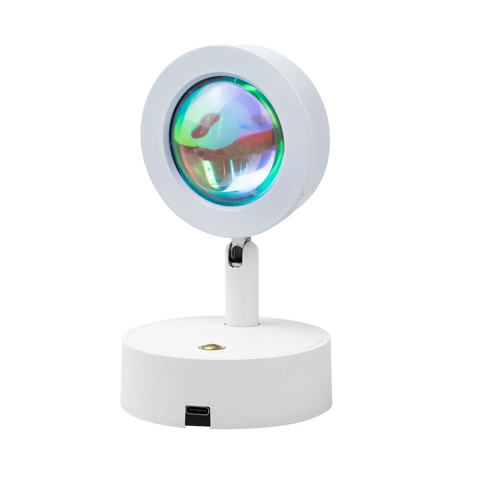 Applique murale LED magnétique Rechargeable, Projection de coucher de soleil, sans câblage, sans trou de poinçonnage, lumière ambiante rotative à gradation tactile