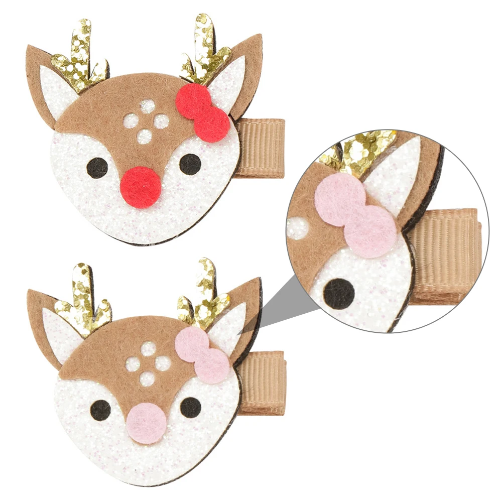 

4pcs Christmas Hair Clips Kids Cartoon Headdress Cloth Girls Child Hairpins Lightweight Safe Comfortable Christmas Elements