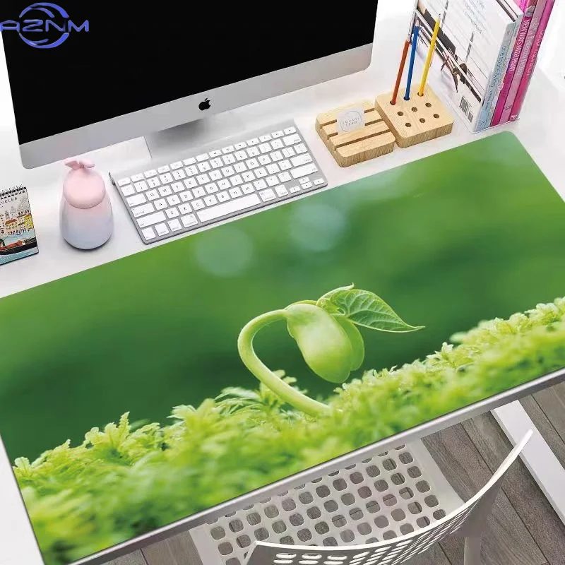 Calm Green Sky Pink Umbrella Scene Mouse Pad, Waterproof Non‑Slip Mouse Mat for Relaxing Desk Setup