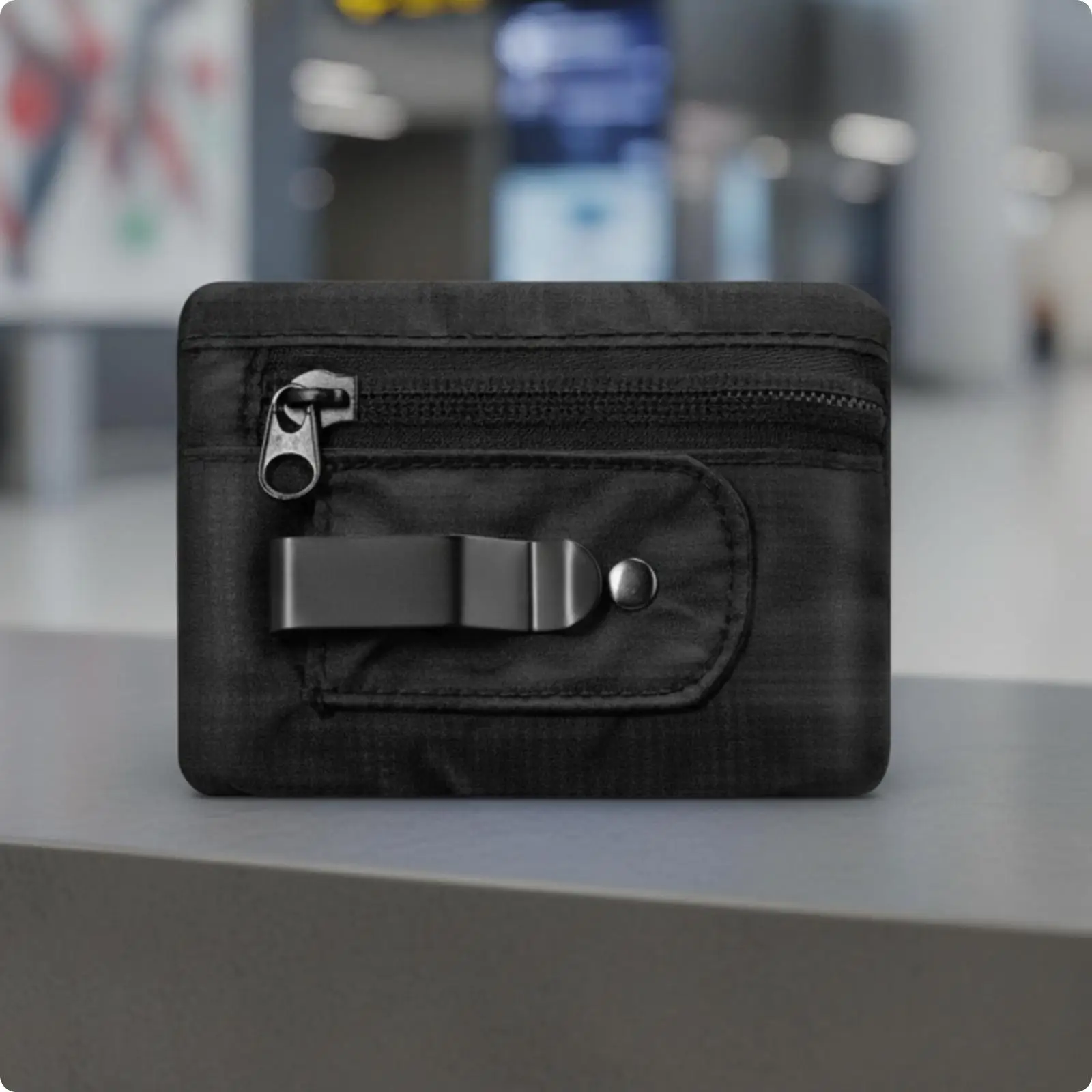 Black Travel Money Belt for Women Men Secure Zippered Card Holder Pouch with Metal Snap for Sightseeing Trips