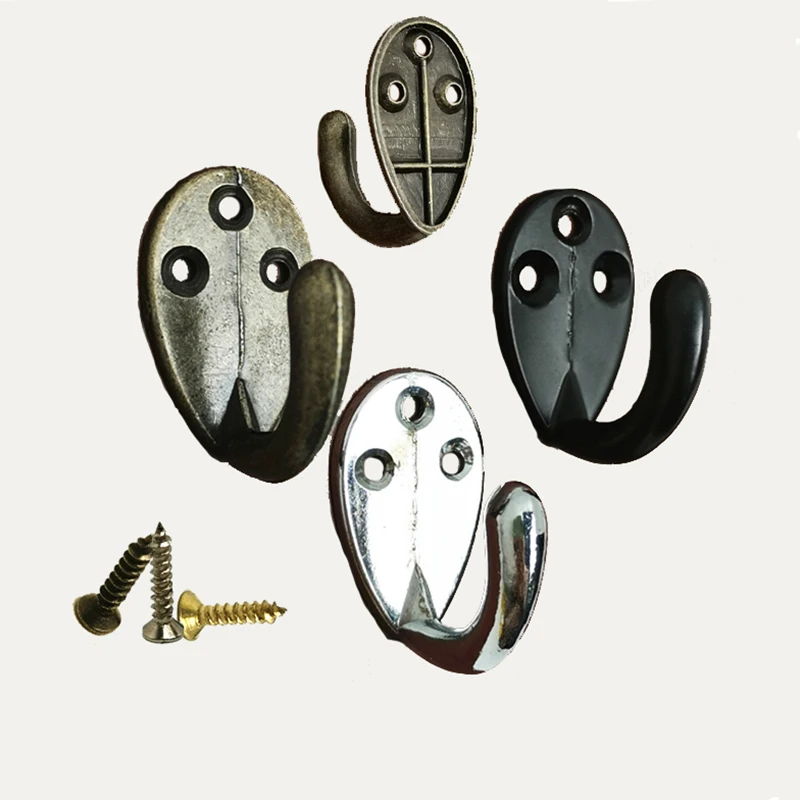 1Pack Wall Hooks With Screws Metal Zinc Alloy Hanging Single Bathroom Coat Clothes Robe Mounted Keys Hanger Furniture Hardware