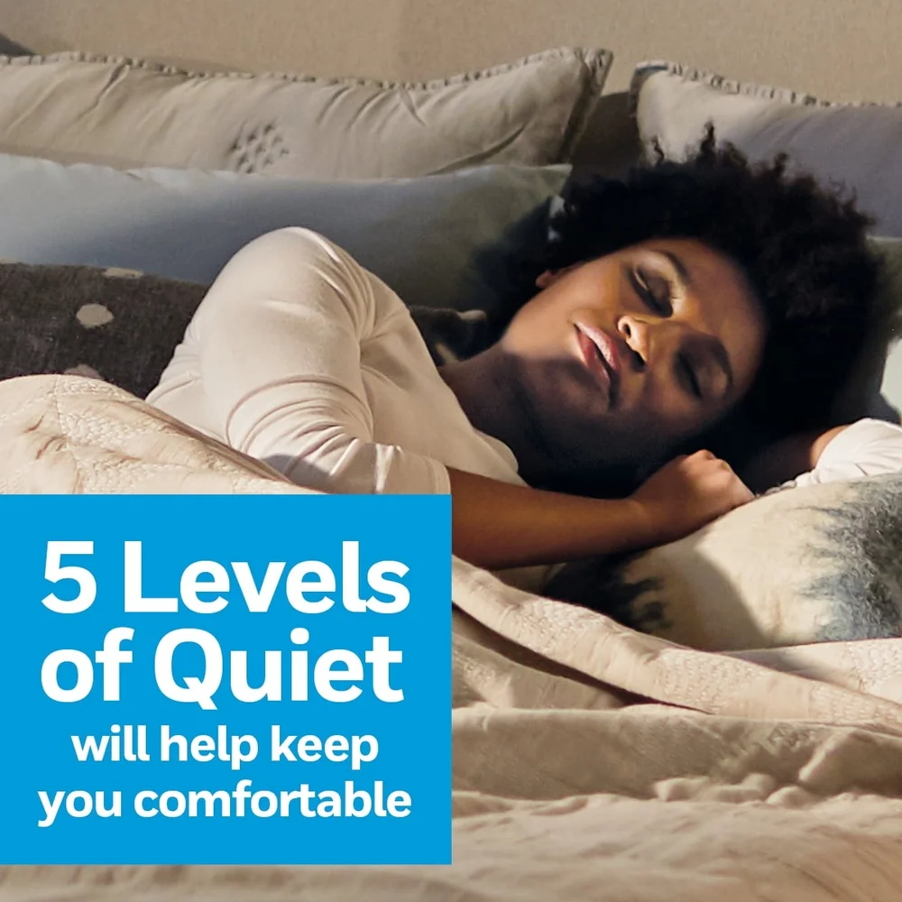 QuietSet 9 Inch Oscillating Table Fan with 5 Speeds Auto Off Timer Quiet Operation Easy Transport Small Room Cooling