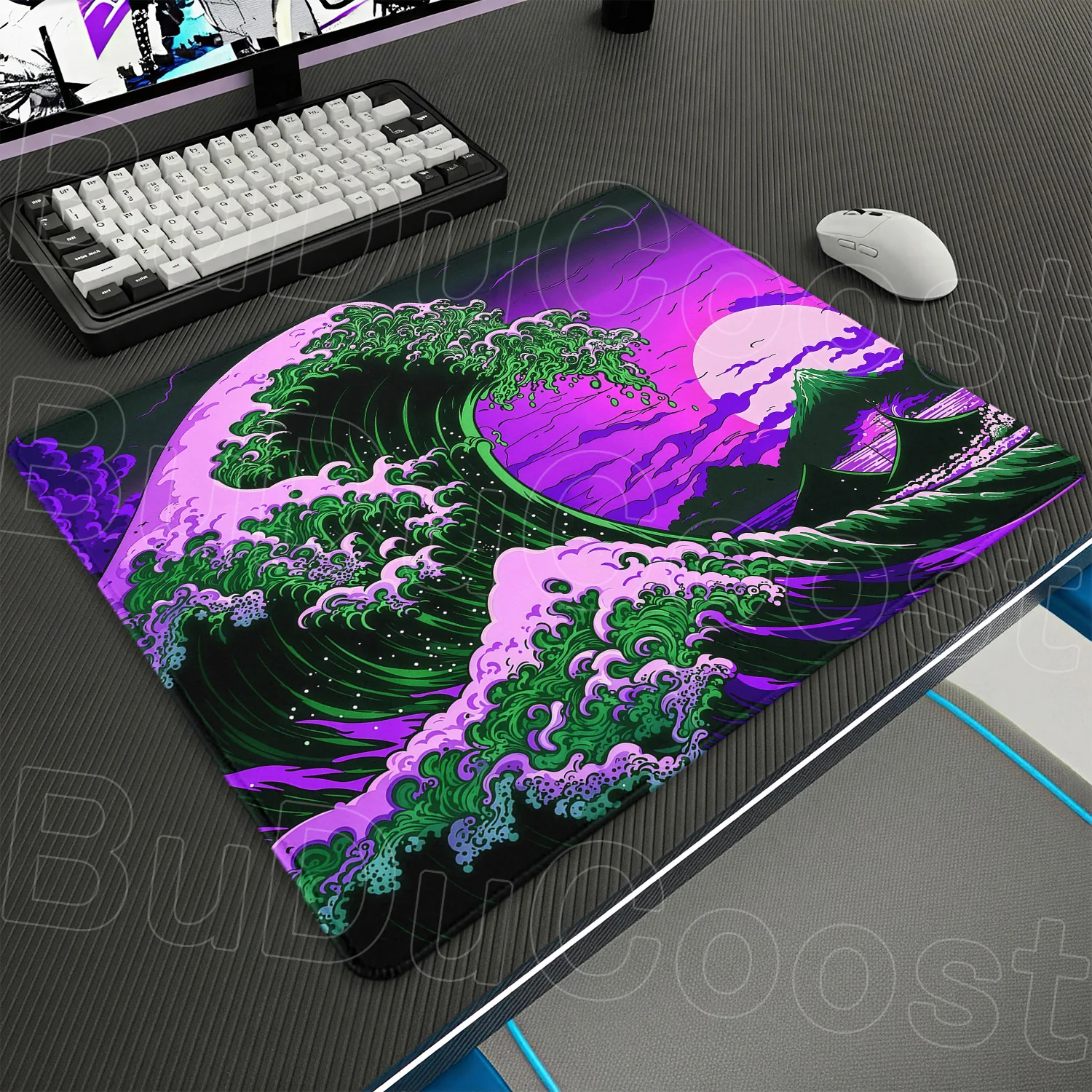

New Purple Japan Great Wave Art Design Rubber Small Mouse Pad Gaming Laptop Speed Keyboard Rug Minimalist Company Office Deskmat