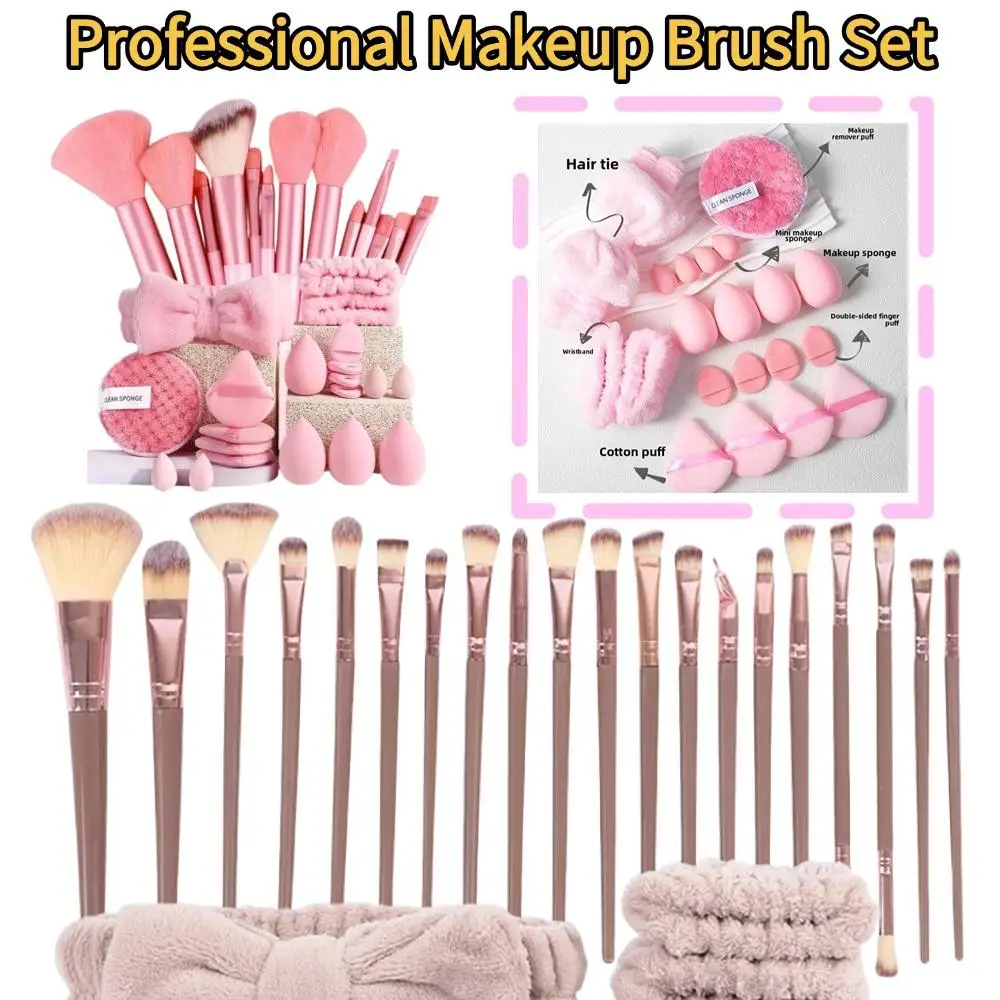 Conjunto de pincéis de maquiagem profissional, 33 peças, kit de ferramentas de maquiagem, pincéis macios para contorno e mistura de base, com faixa de