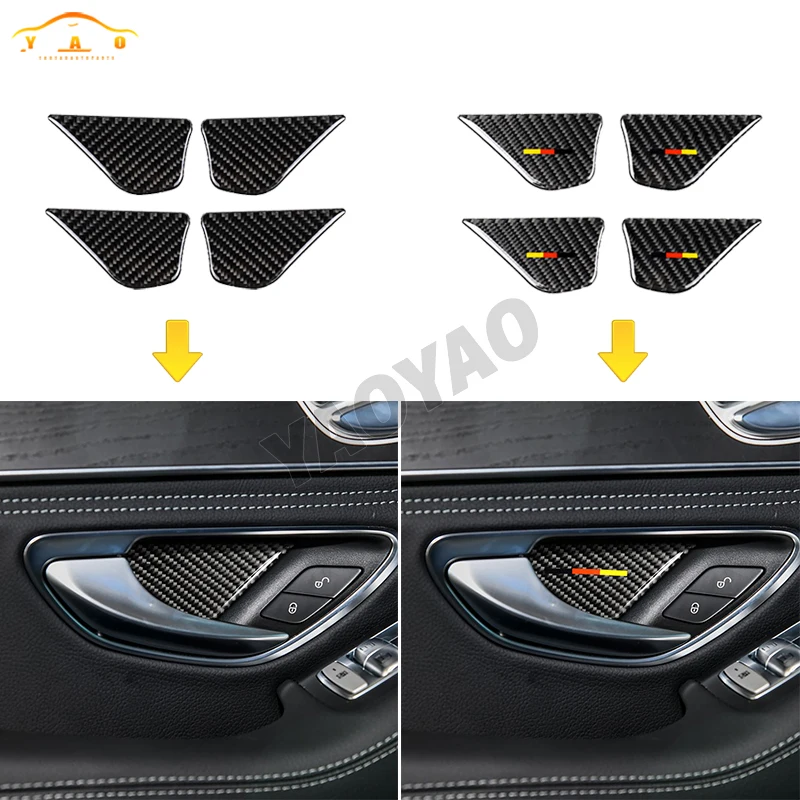 Carbon Fiber Inner Door Bowl Cover Panel Trim Cover Sticker For Mercedes Benz C GLC Class W205 X253 Car Interior Accessories