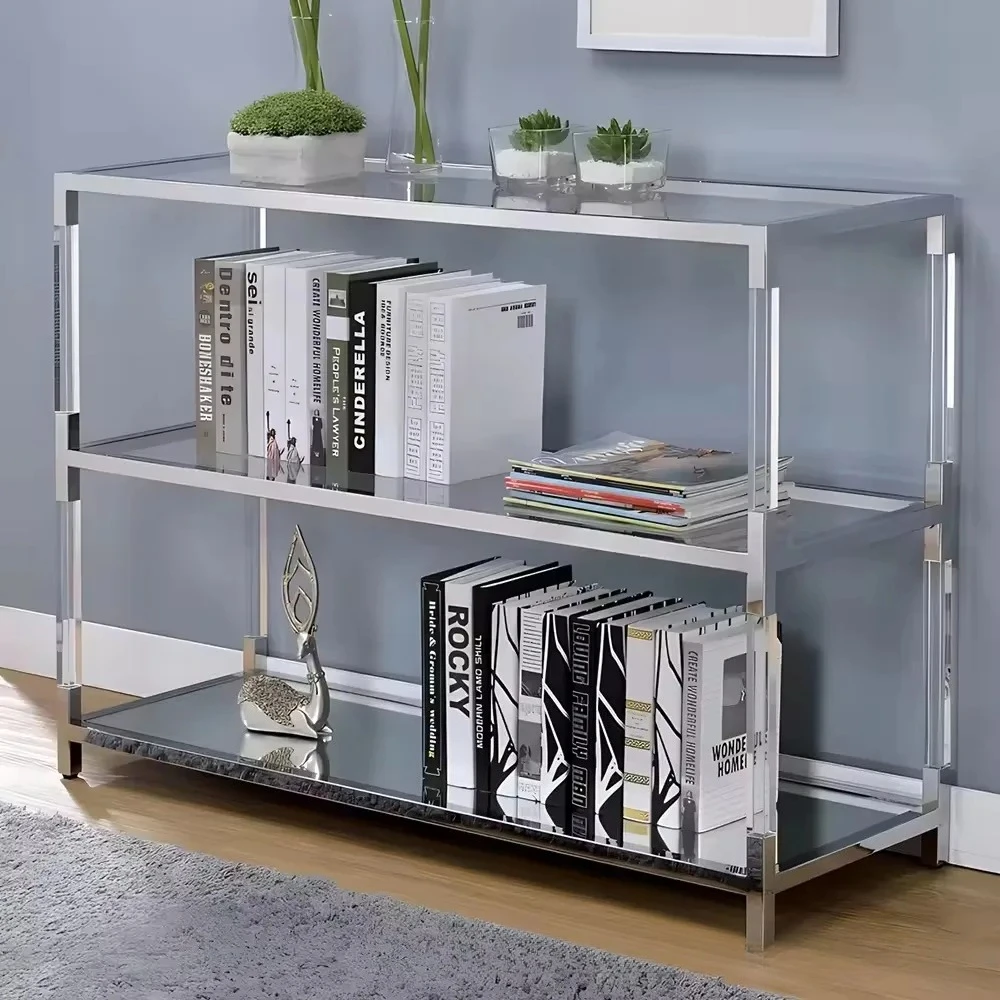 AA Living room multi-layer porch rack light luxury stainless steel shelf acrylic transparent