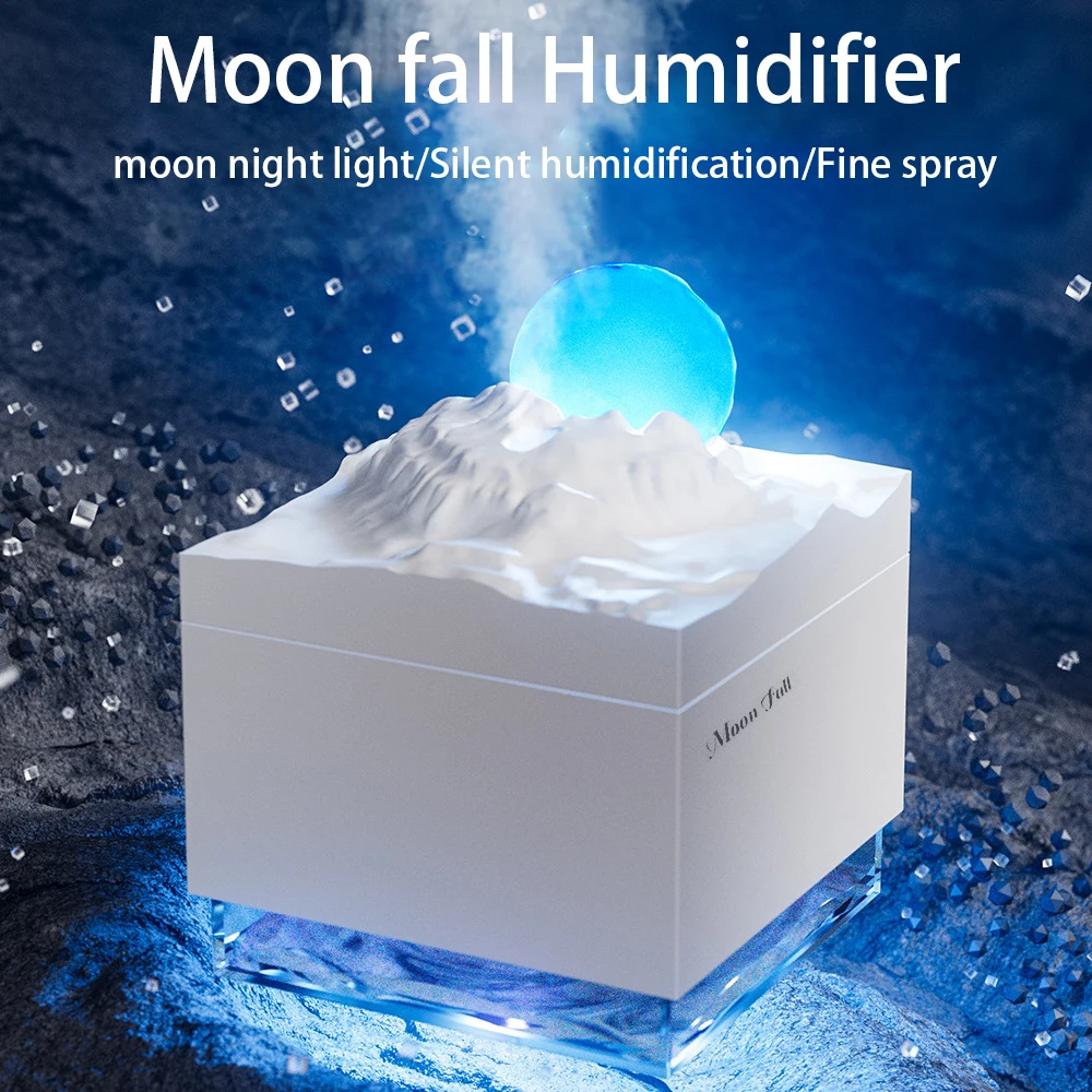

New Moon Fall Mini Humidifier Desktop Ornament Moon Sleeping Lamp Atmosphere Light Home Automatic Spray Humidifier Night Light