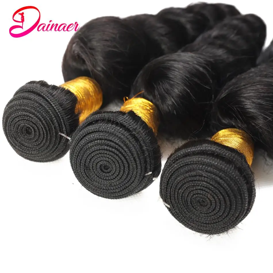 Loose Wave Bundles Remy Hair Extensions Human Hair Bundles 3PCS Natural Black 4 Bundles Deal Peruvian Hair Weave Bundles