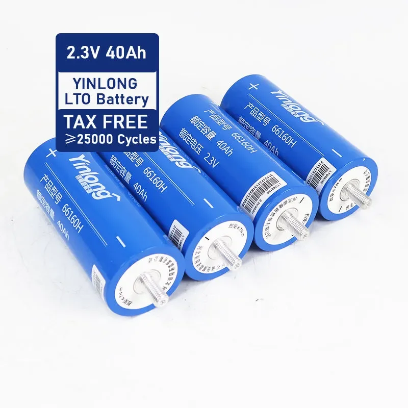2.3V 40Ah LTO Battery 66160 Lithium Titanate Cell 10C Discharge Rechargeable for 12V 24V 48V DIY Energy Storage System