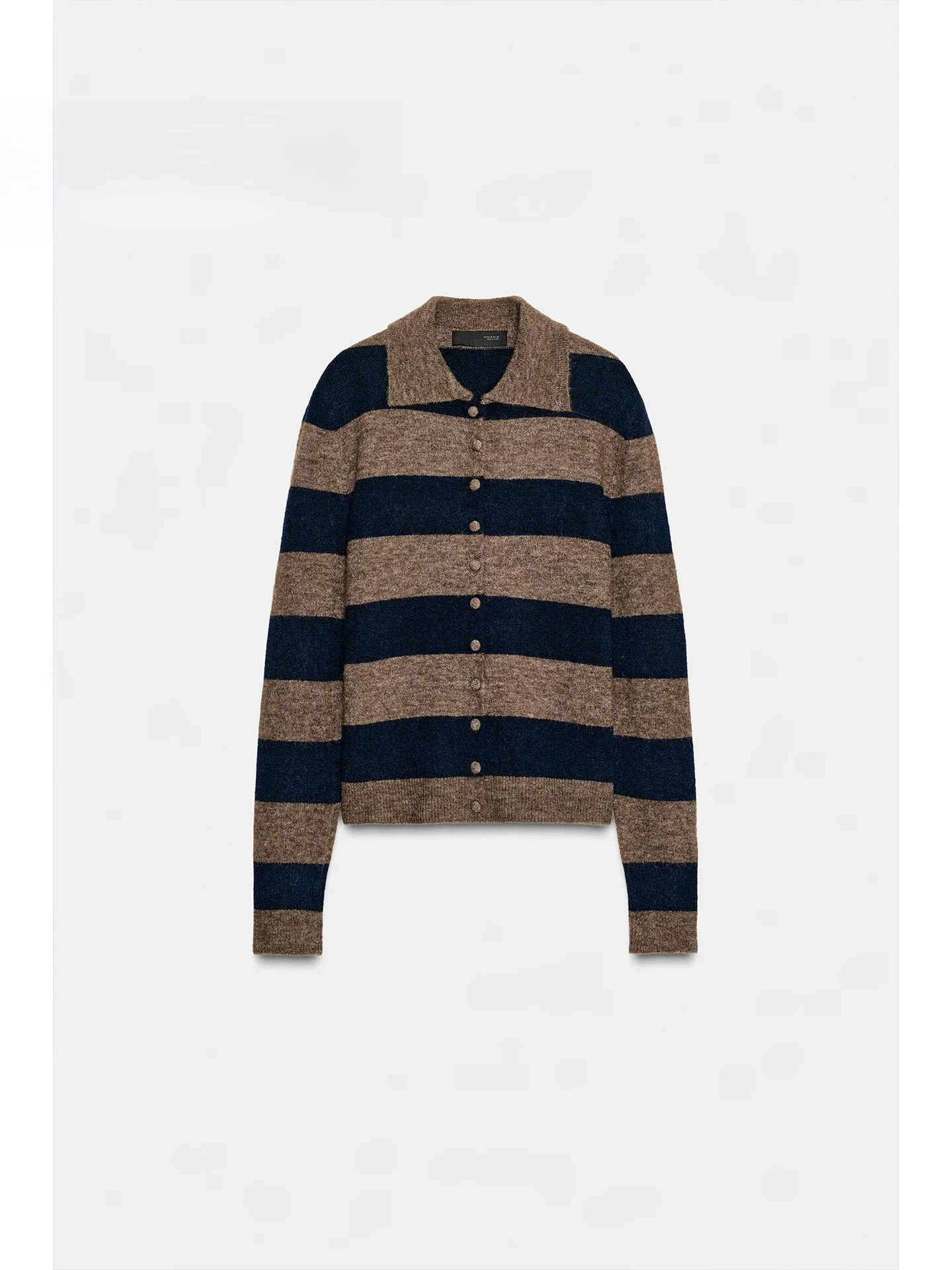 

2025 Winter New Retro Sli Long Sve Ne Striped Knitted Jaet Women Versatile Slimming 36533 Commute Sle