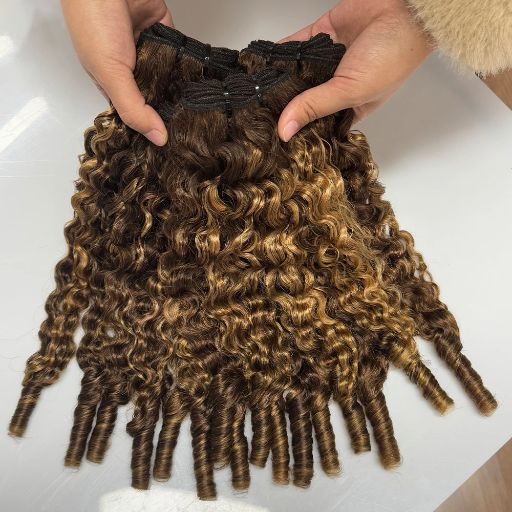 1/3 Bundel Keriting Burma Jalinan Rambut Manusia Mentah Vietnam Bundel Sorot Ekstensi Rambut Keriting Kelas 12A untuk Semua untuk Wanita