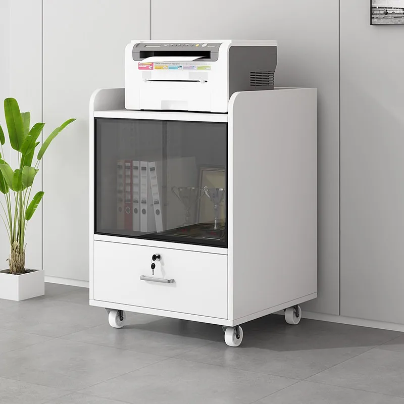 Solid wood printer placement cabinet file cabinet office side side mobile locker low sto