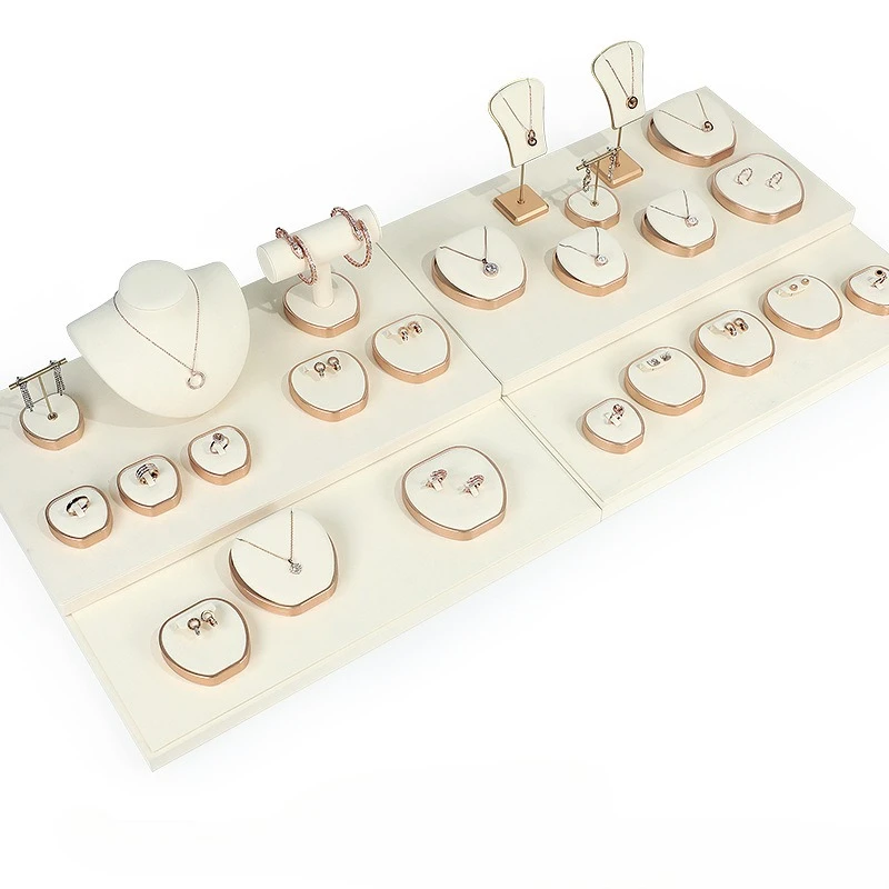 

Бежевая роскошная подставка для ювелирных изделий, набор из микрофибры, живой дисплей, ожерелье, кольцо, браслет, счетчик, подставка для ювелирных изделий