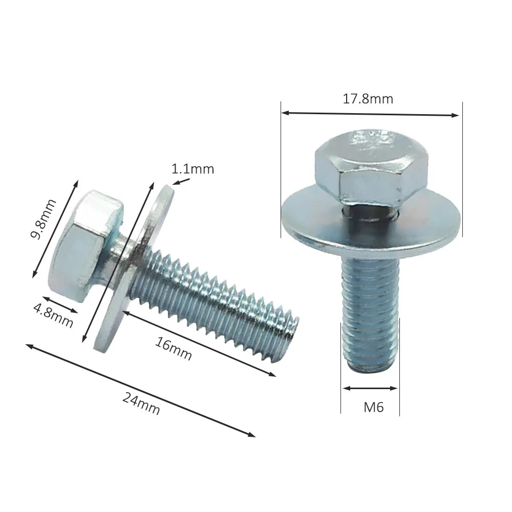 10 sztuk zderzak samochodu Fender Guards błotnik 6mm śruby śruby z przekładką M6 zewnętrzna sześciokątna płaska głowa czarny srebrny