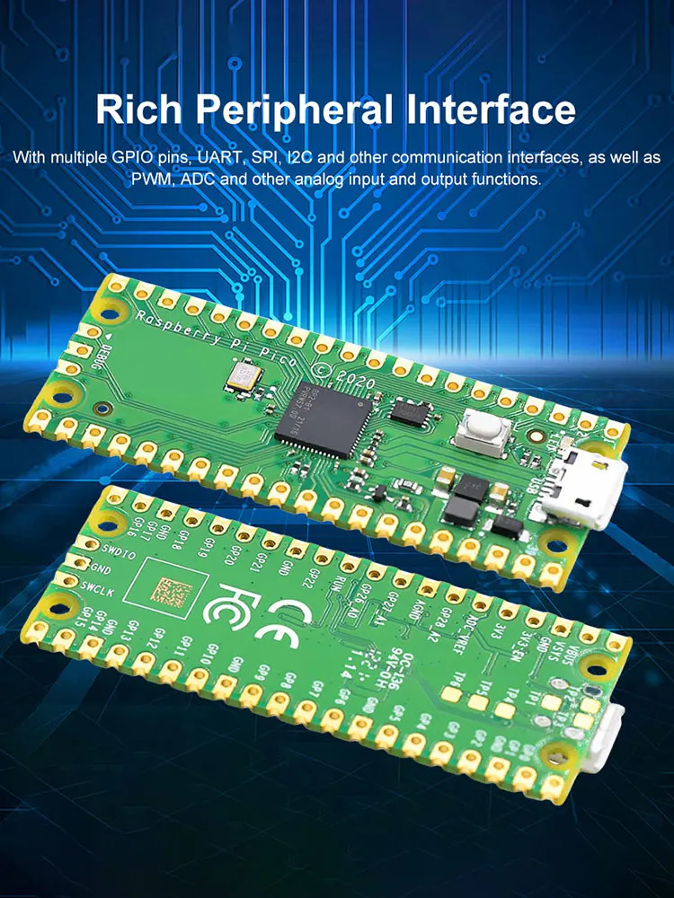 Komputer Mikro Daya Rendah RP2040 Raspberry Pi Pico Board Dual-Core 264KB ARM Raspberry Pi Pico Development Board TYPE-C / MICRO