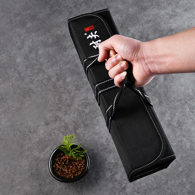 Kitchen Cooking Chef Knife Roll Bag Carry Case Bag Portable Durable Storage 6 Pockets Black Colors Tool Knives Holder