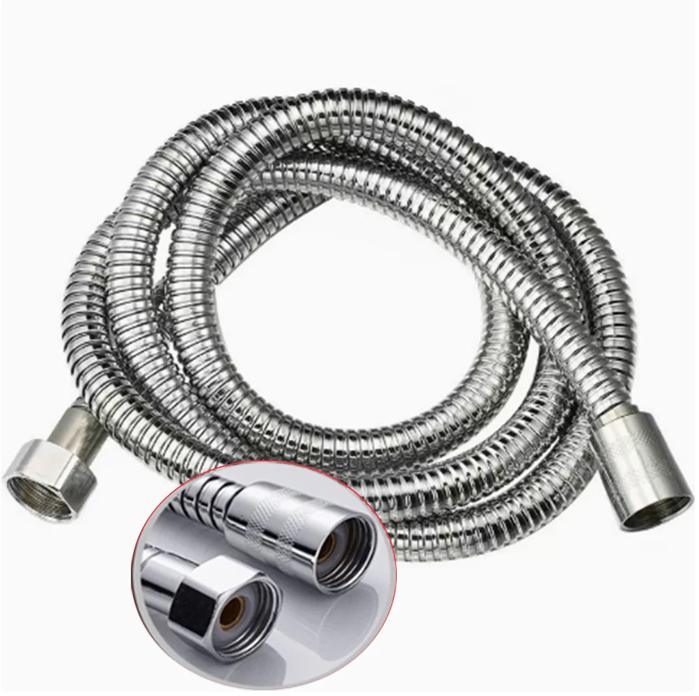 1m/1.5m/2m/2.5m/3m G1/2'' Quality Flexible Shower Hose Stainless Steel Rust-proof Bathroom Tube Leak-Proof Anti-Explosion Pipe