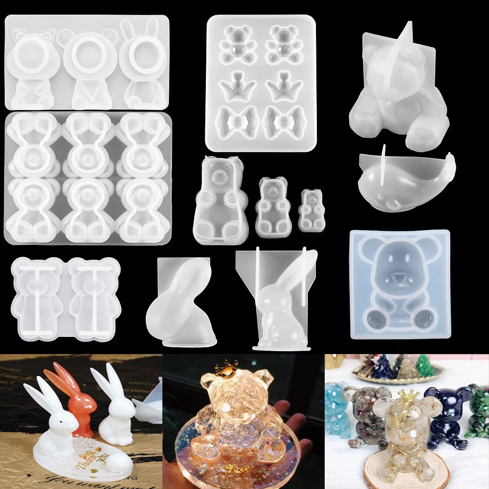 

18 Types 3D Animal Silicone Mold Cartoon Gummy Bear Rabbit Whale Shape Epoxy Resin Molds For DIY Crafts Keychain Jewelry Making