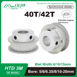 HTD 3M Synchronous Wheel 40Teeth 42Teeth BF Type 3M Belt Pulley Bore 5-20mm belt width 6/10/15mm HTD 3M Timing Pulley  40T 42T