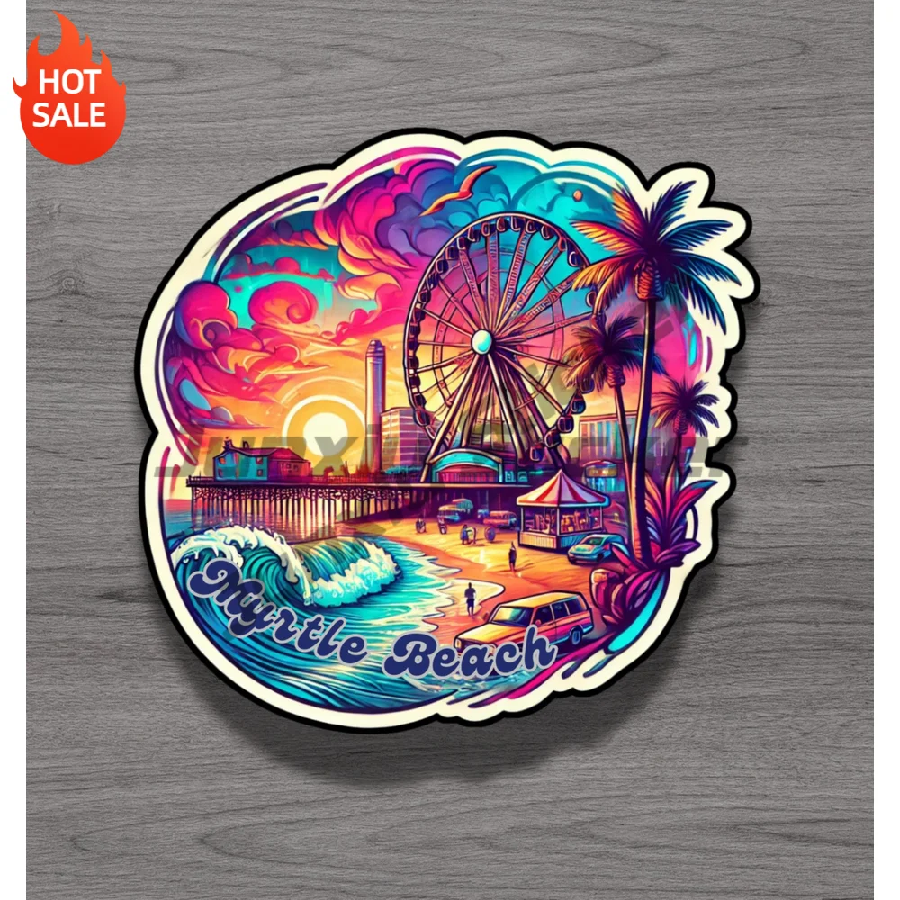 Myrtle Beach South Carolina Travel Souvenir Vinyl Sticker For Laptop And Suitcase Self Adhesive Decal