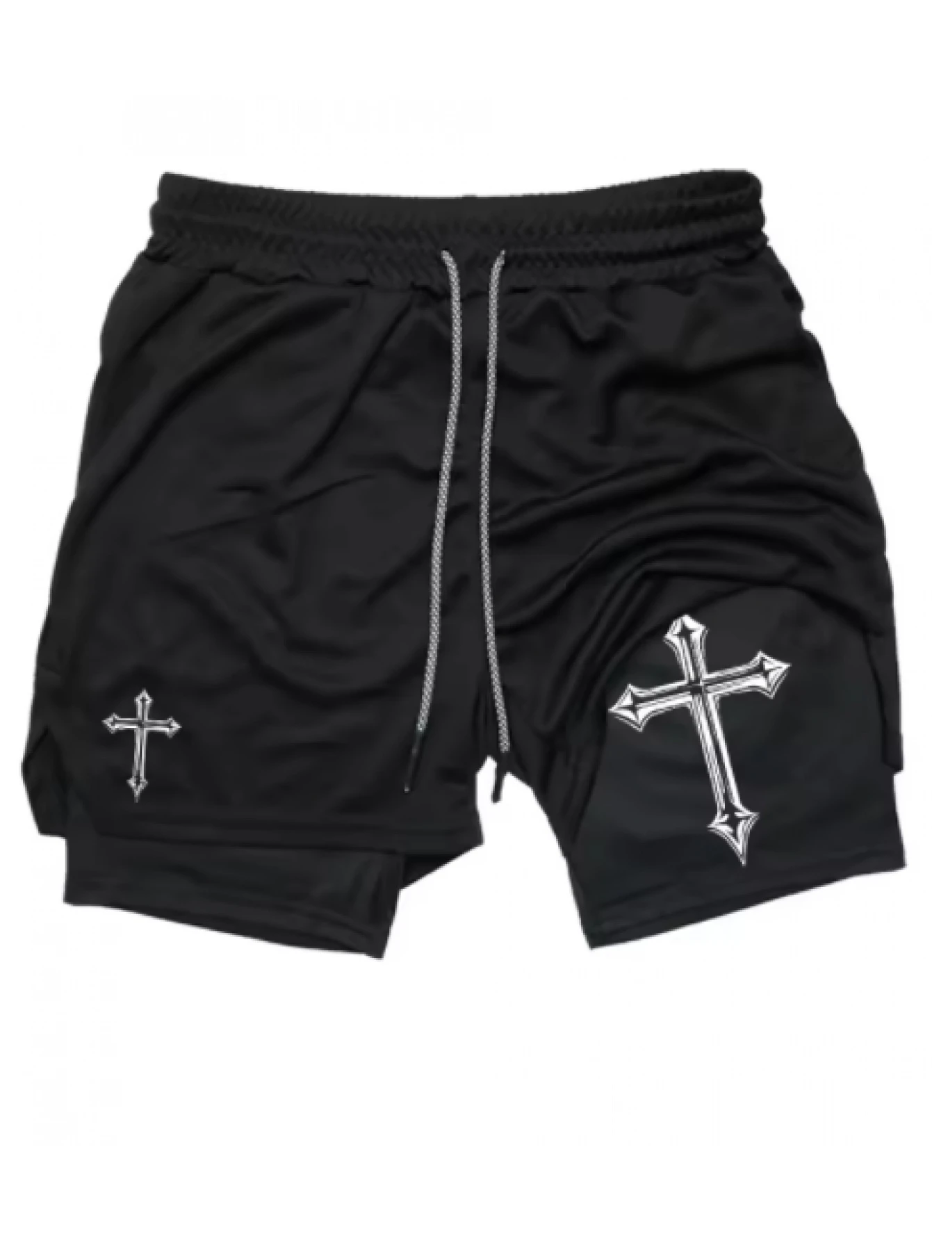 Christian Men's Gym Shorts Are An Ideal Choice for Running and Exercising, Featuring A 2-in-1 Design