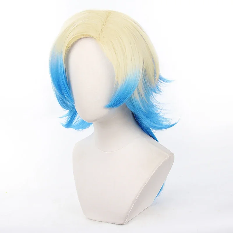 Blue Lock Manga Anime Cosplay Wig Kaiser No.10 Bastard Munchen Football Rose Net Sythnetic Fiber Adjustable Size Gradient