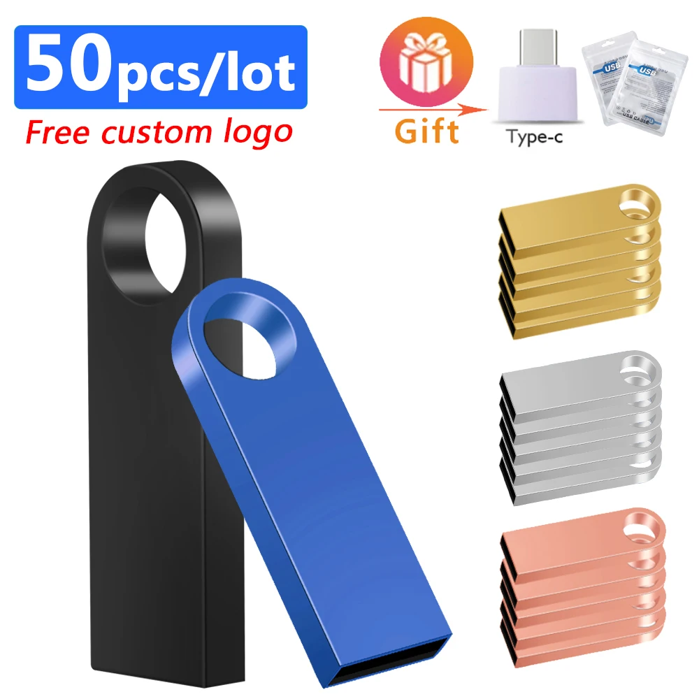 Bulk 50pcs USB 2.0 128GB 64GB Flash Drive Pen drive 8GB 16GB 32GB Stick USB memoria ad alta velocità flash drive logo gratuito cle U disk