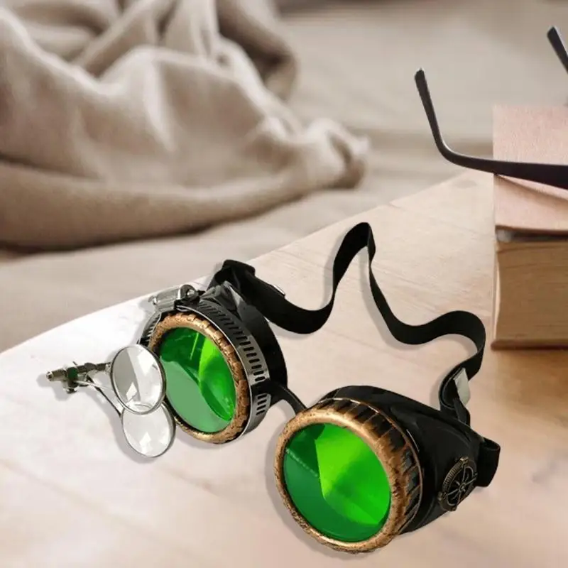 652F Vintage Steampunk Goggles Glasses Halloween Costume Accessories for Men Women Cosplay Party Welding Glasses Gifts