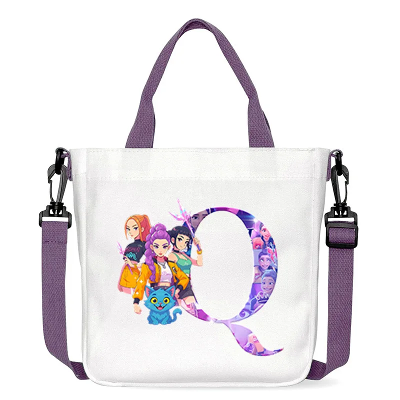 Kpop Demon Hunters Shoulder Bag Cartoon A-Z Letter Handbag Large Capacity Crossbody Bag Fashion Portable Canvas Storage Bag Gift - Image 5