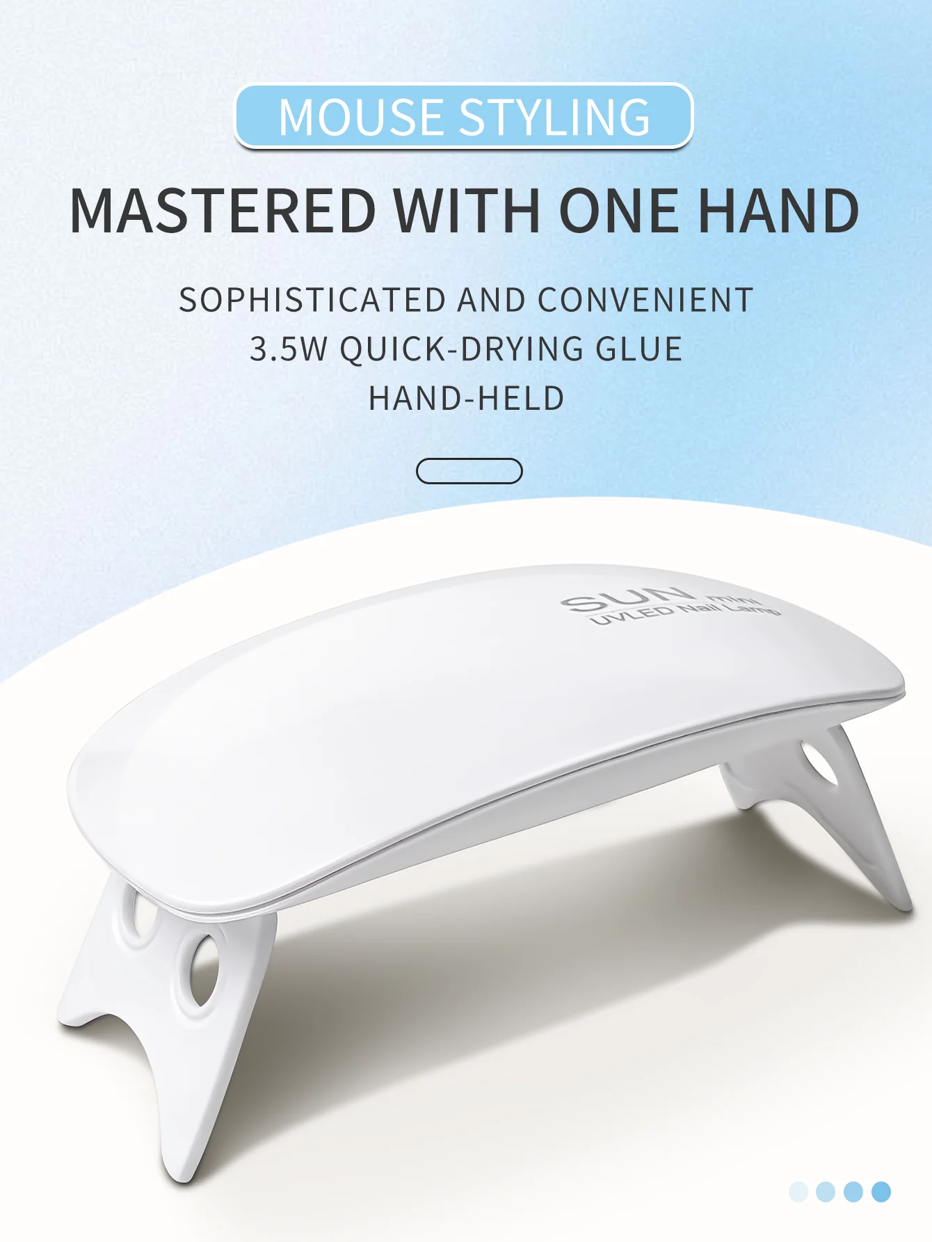 1 قطعة 6 حبيبات مصباح مستديرة متفاوتة الأحجام الأبيض/الوردي ماوس صغير مسمار مصباح ماكينة تجفيف الأظافر UV/LED LampPortable مايكرو USB كابل إمداد الطاقة الاستخدام المنزلي