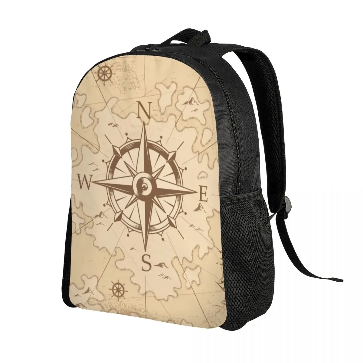 Vintage Pirate's Map Backpacks for Men Women College School Students Bookbag Fits 15 Inch Laptop Nautical Compass Sailor Bags