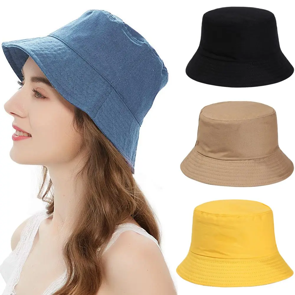 Casual Solid Fisherman Cap Foldable Portable Anti-UV Sun Hat Spring Summer Men Women Panama Hat Outdoor Sunscreen Cap