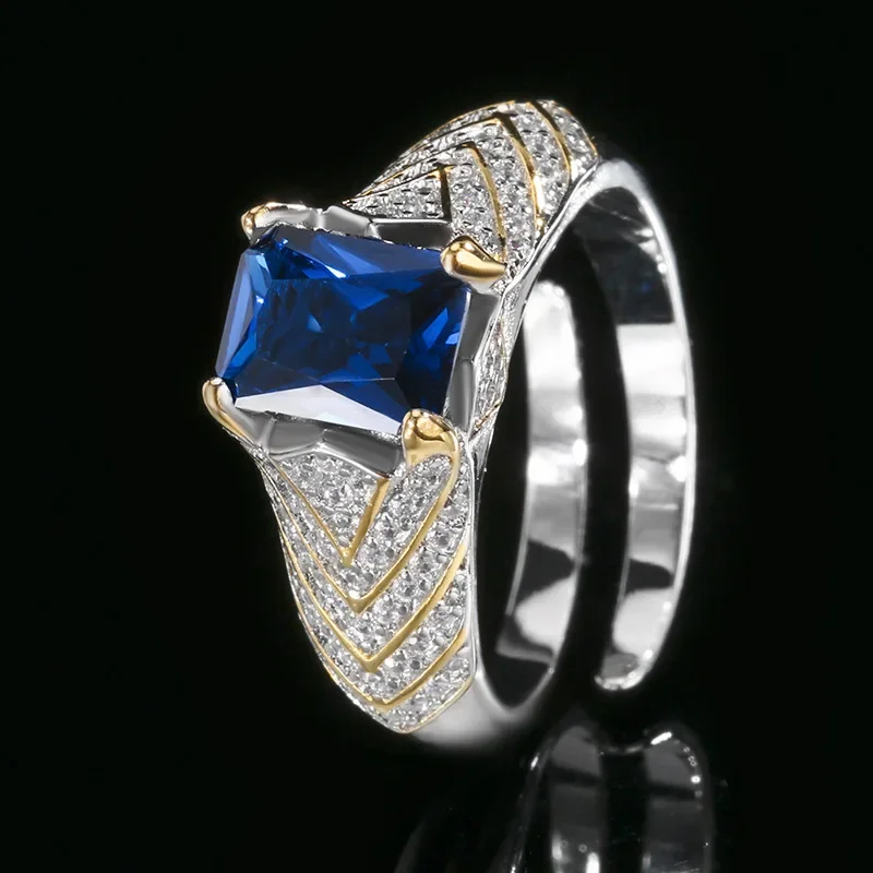 

Exquisite Green Pink Blue Prong Setting Gemstone Luxury Stripe Rings Detailing Sparkling Cubic Zirconia Fashion Women Jewelry