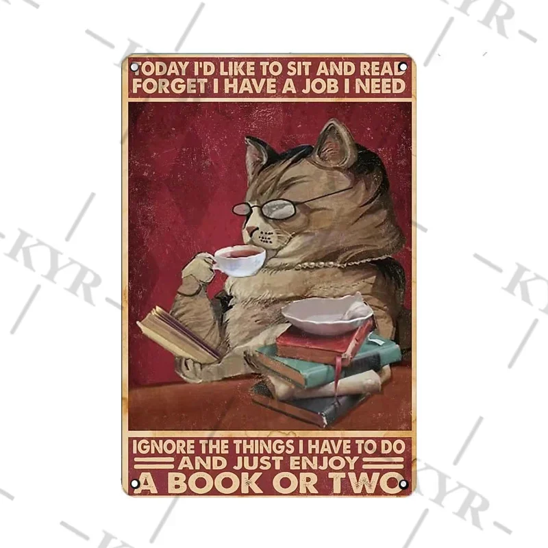 الغيتار الأسود القط خمر علامة معدنية غرفة المعيشة غرفة نوم الحمام شنق جدار ديكور الفن اللوحة موردن القصدير الحديد المشارك اللوحة #4