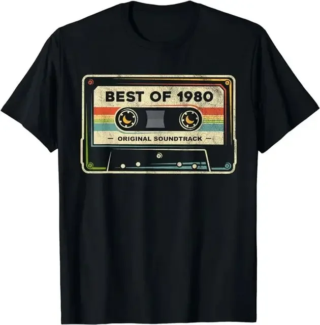 Men Clothing Vintage T Shirt Camisetas 77899 80s Cassette Tape Pencil 1980s Retro Vintage Throwback Music T-Shirt   COTTON